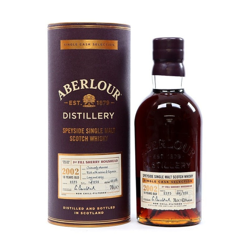 Aberlour 18 Year Old Single Cask First Fill Sherry Butt 2002 Speyside Single Malt Scotch Whisky - ForWhiskeyLovers.com