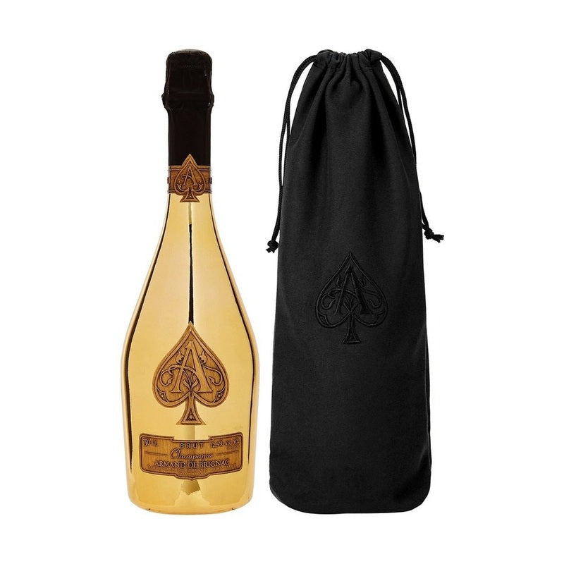 Armand de Brignac Ace of Spades Brut Gold Champagne Velvet Bag - ForWhiskeyLovers.com