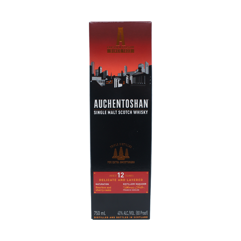Auchentoshan 12 YO Triple Distilled Single Malt Whisky 750mL - ForWhiskeyLovers.com