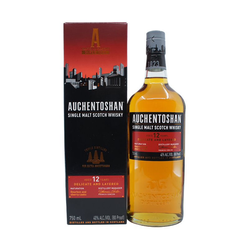 Auchentoshan 12 YO Triple Distilled Single Malt Whisky 750mL - ForWhiskeyLovers.com