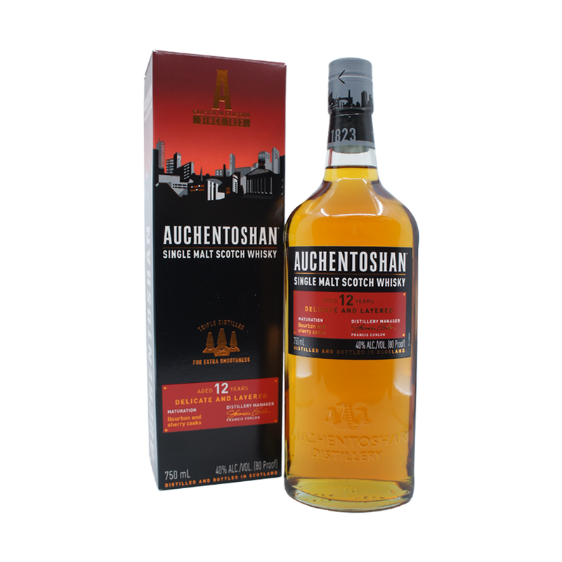 Auchentoshan 12 YO Triple Distilled Single Malt Whisky 750mL - ForWhiskeyLovers.com