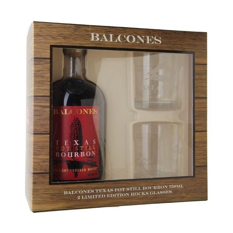 Balcones Texas Pot Still Straight Bourbon Whisky Gift Box w/Rocks Glasses - ForWhiskeyLovers.com
