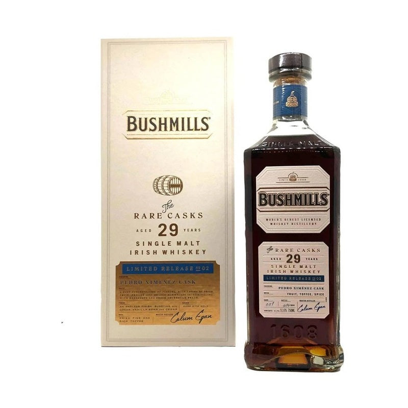Bushmills 'The Rare Casks' 29 Year Old Pedro Xim‚nez Cask Finish Limited Release No. 02 Single Malt Irish Whiskey - ForWhiskeyLovers.com