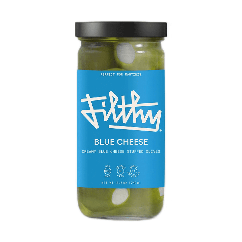Filthy Blue Cheese Olives Cocktail Garnish 8.5oz - ForWhiskeyLovers.com