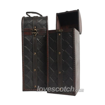 Gift Box - Wooden Black Diamond Leather Belted - ForWhiskeyLovers.com