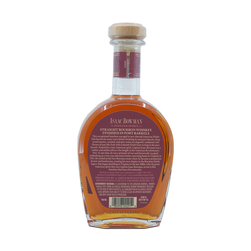 Isaac Bowman Port Barrel Finished Straight Bourbon Whiskey - ForWhiskeyLovers.com