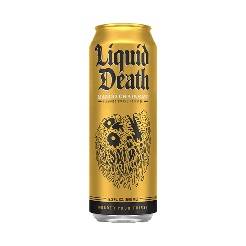 Liquid Death Chainsaw Mango Flavored Sparkling Water - ForWhiskeyLovers.com
