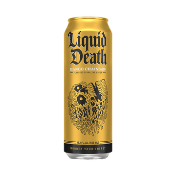 Liquid Death Chainsaw Mango Flavored Sparkling Water - ForWhiskeyLovers.com