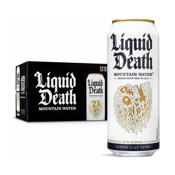 Liquid Death Mountain Water 12-Pack - ForWhiskeyLovers.com