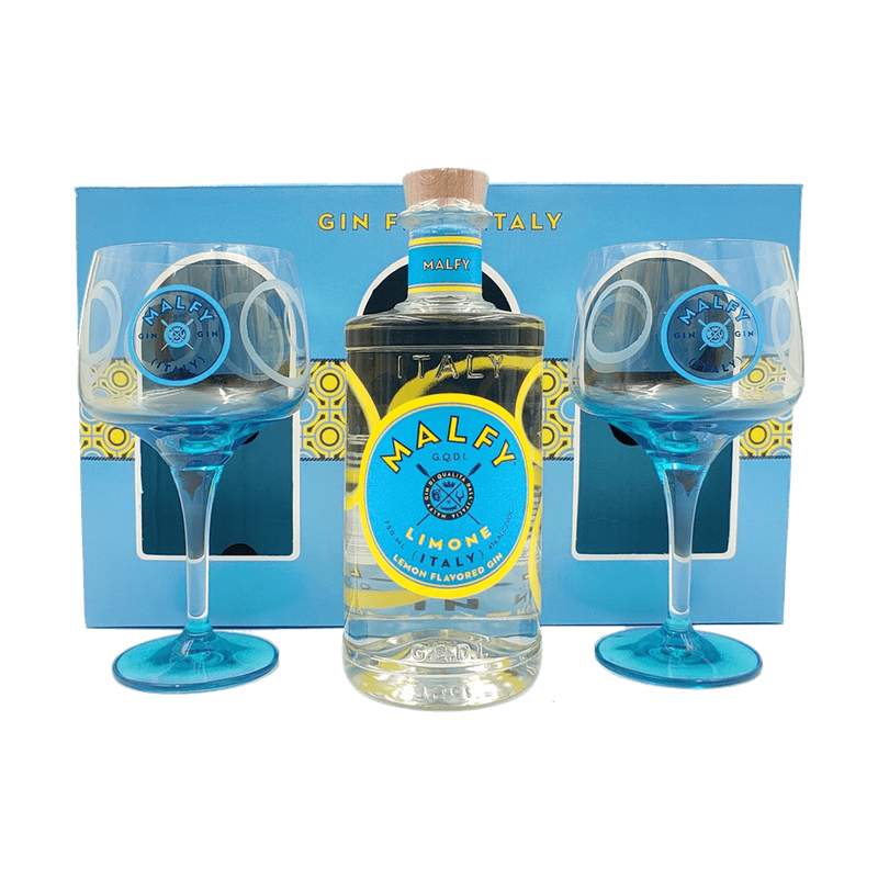 Malfy Limone Gin Gift Set with 2 Glasses - ForWhiskeyLovers.com