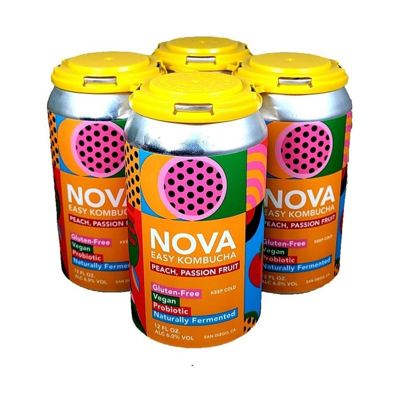 Nova Easy Kombucha Peach - Passion Fruit 4-Pack - ForWhiskeyLovers.com