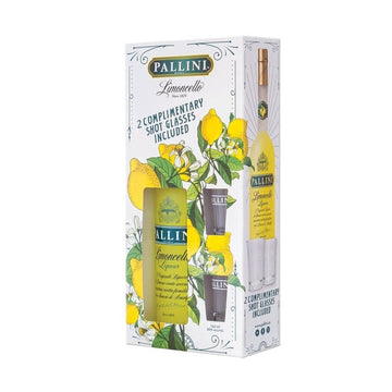 Pallini Limoncello Liqueur with 2 Shot Glasses Gift Pack - ForWhiskeyLovers.com