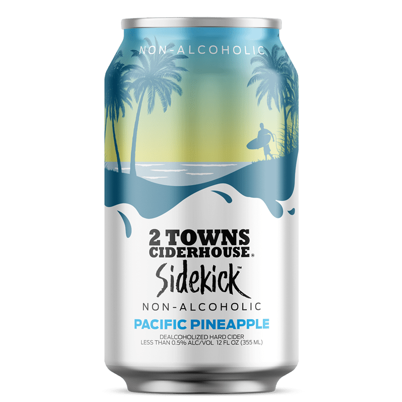2 Towns Ciderhouse Sidekick Non Alcoholic Pacific Pineapple - ForWhiskeyLovers.com