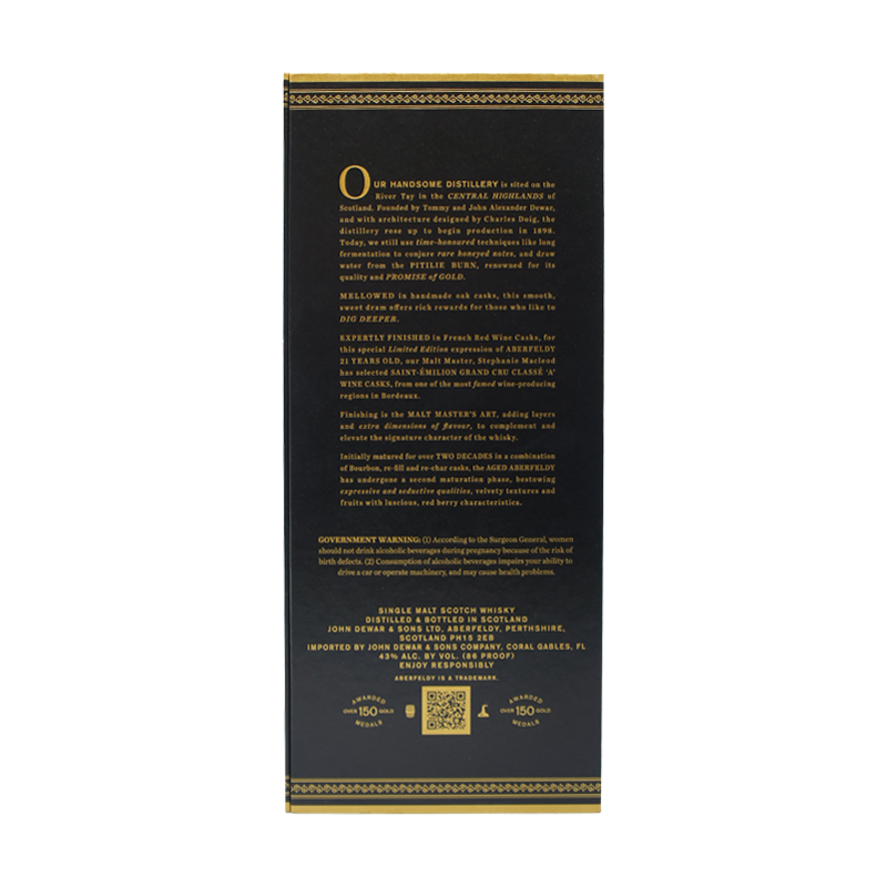Aberfeldy 21 Year Limited Edition St-Emilion French Wine Cask Finish - ForWhiskeyLovers.com
