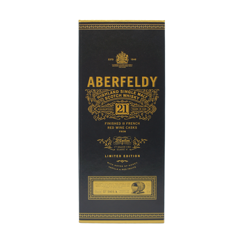 Aberfeldy 21 Year Limited Edition St-Emilion French Wine Cask Finish - ForWhiskeyLovers.com