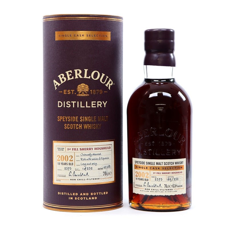 Aberlour 18 Year Old Single Cask First Fill Sherry Butt 2002 Speyside Single Malt Scotch Whisky - ForWhiskeyLovers.com