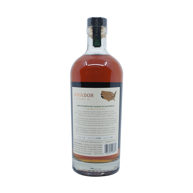 Amador Double Barrel Port Barrels Finish Kentucky Rye Whiskey - ForWhiskeyLovers.com