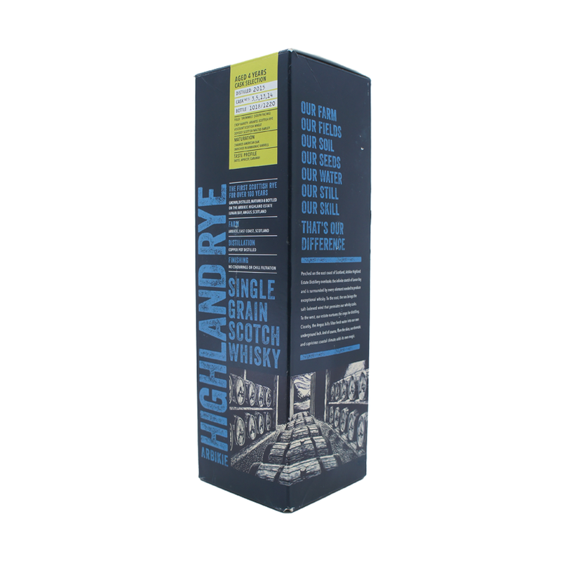 Arbikie Highland Rye 4 Year Old Single Grain Scotch Whisky - ForWhiskeyLovers.com