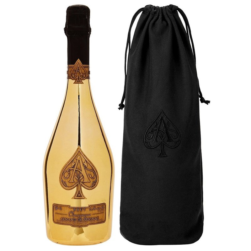 Armand de Brignac Ace of Spades Brut Gold Champagne Velvet Bag - ForWhiskeyLovers.com