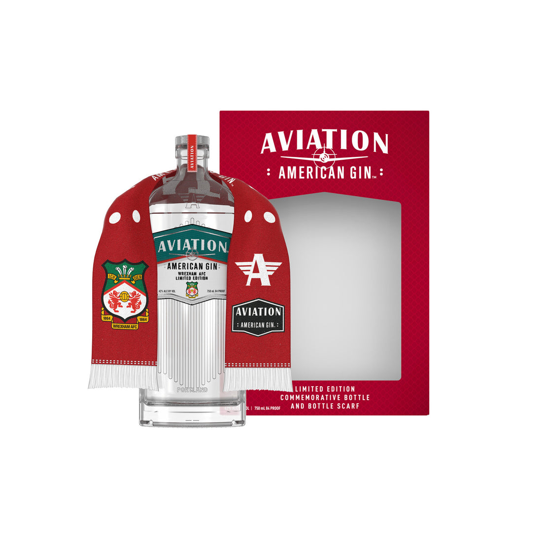 Aviation American Gin Wrexham AFC Limited Edition Bottle Scarf Gift Set 750ml - ForWhiskeyLovers.com