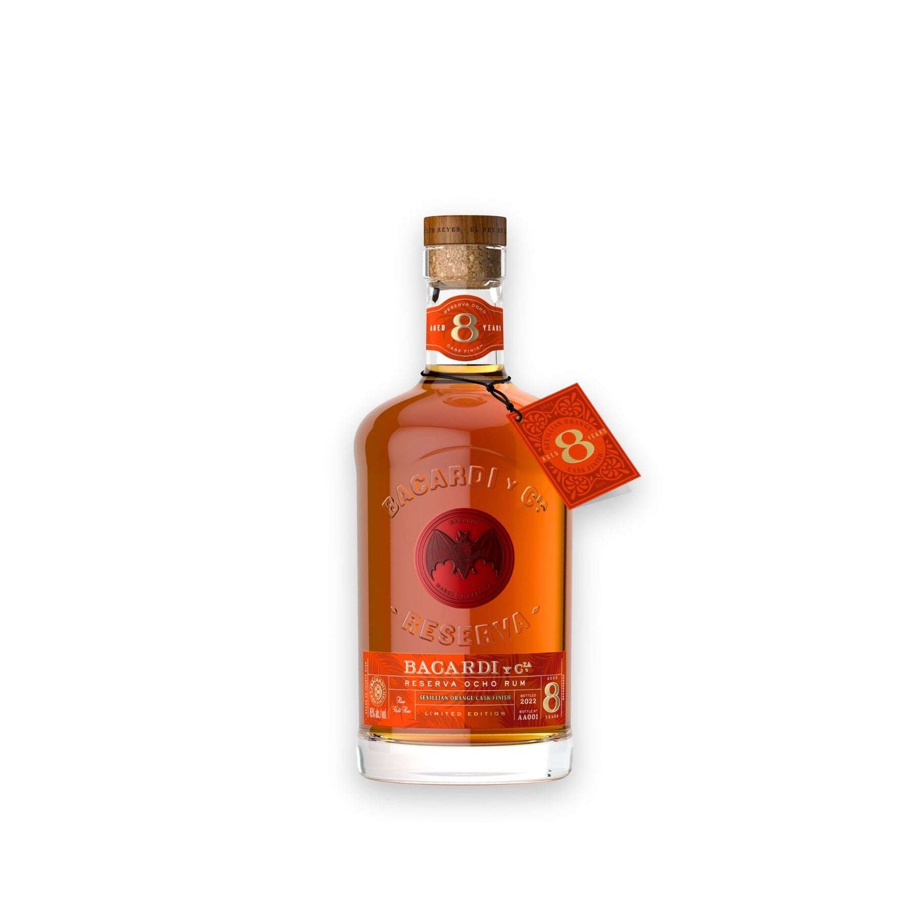 BACARDÍ Reserva Ocho Sevillian Orange Cask Finish Rum 750ml - ForWhiskeyLovers.com