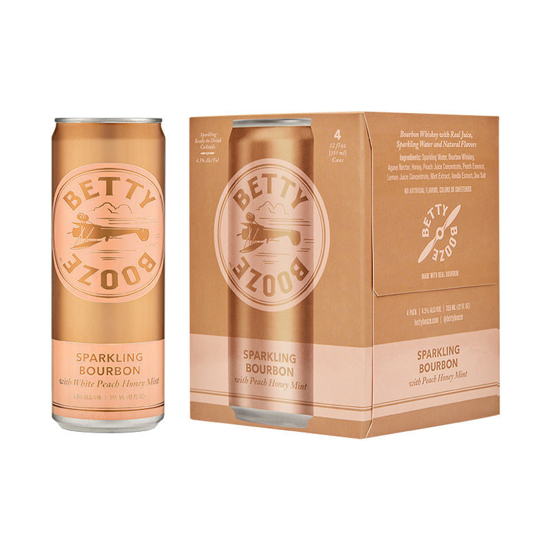 Betty Booze Sparkling Bourbon with Peach Honey Mint 4-Pack 4 x 355mL - ForWhiskeyLovers.com