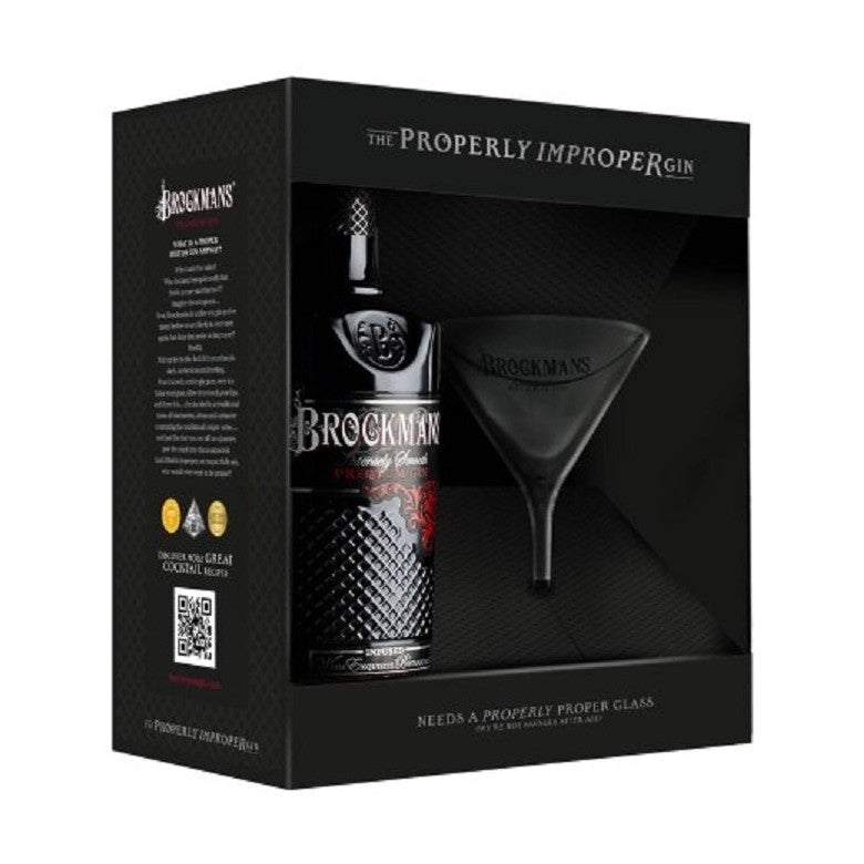 Brockmans Premium Gin with Martini Glass Gift Set - ForWhiskeyLovers.com