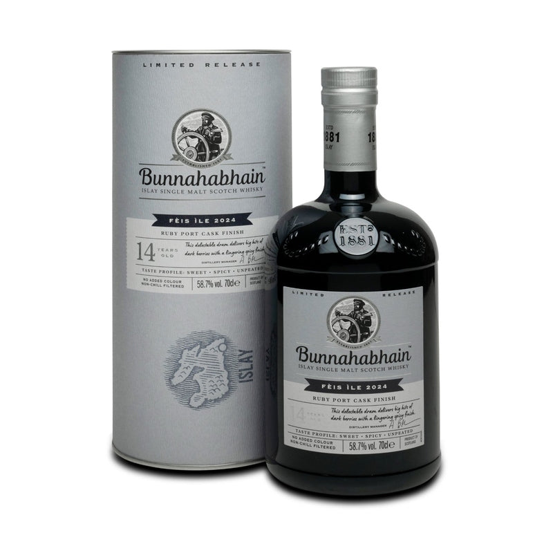 Bunnahabhain Single Malt Scotch Feis Ile 2024 Edition Ruby Port Cask Finish 14 yr 117.4 - ForWhiskeyLovers.com