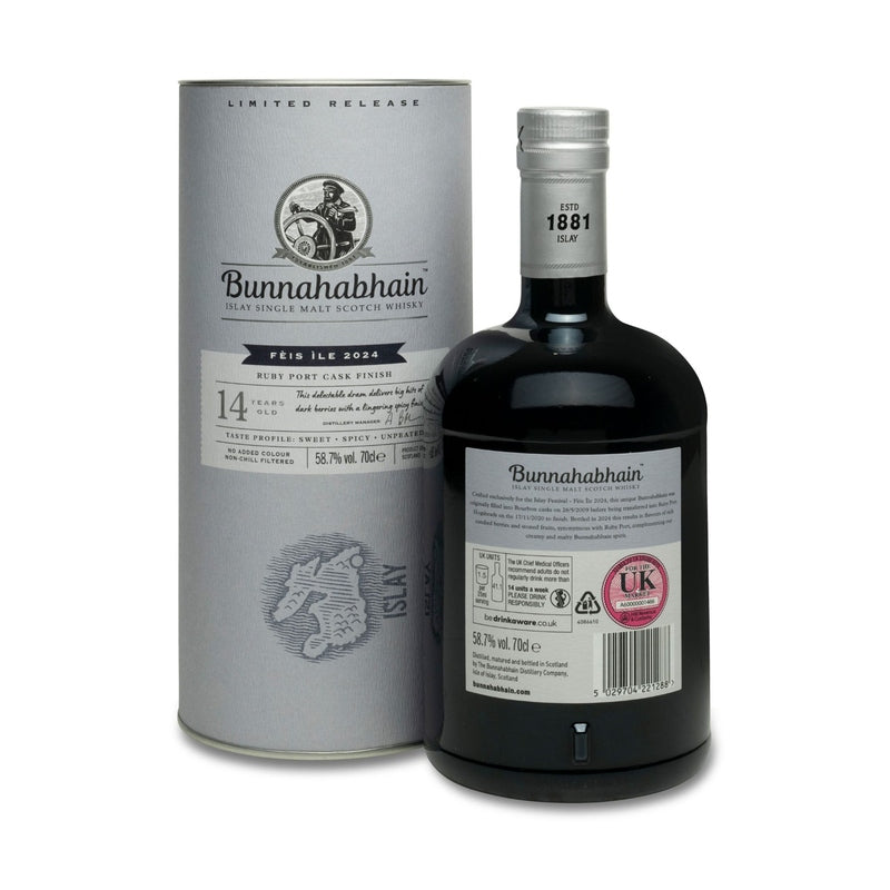 Bunnahabhain Single Malt Scotch Feis Ile 2024 Edition Ruby Port Cask Finish 14 yr 117.4 - ForWhiskeyLovers.com