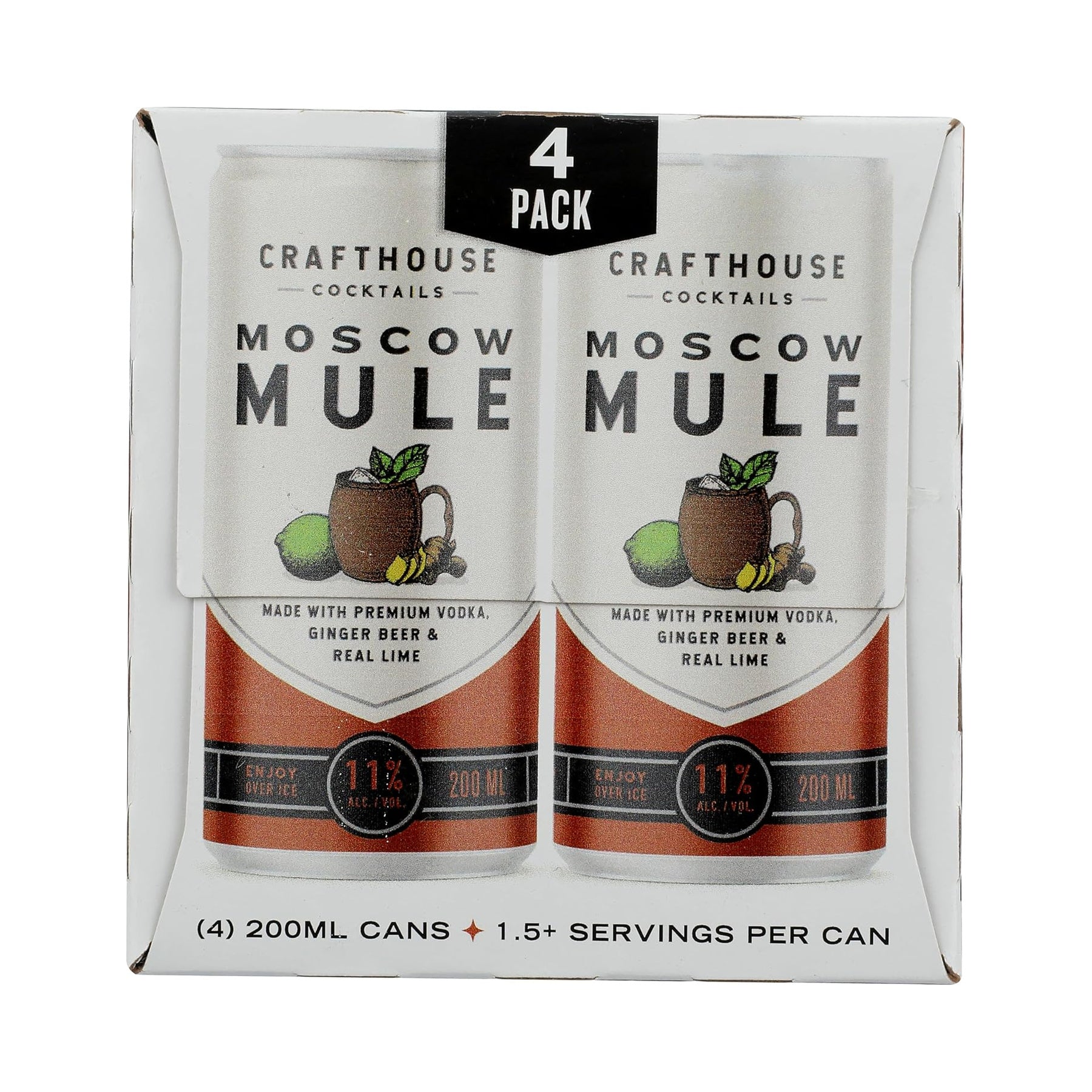 Crafthouse Cocktails Moscow Mule 4-Pack 200ml Cans - ForWhiskeyLovers.com