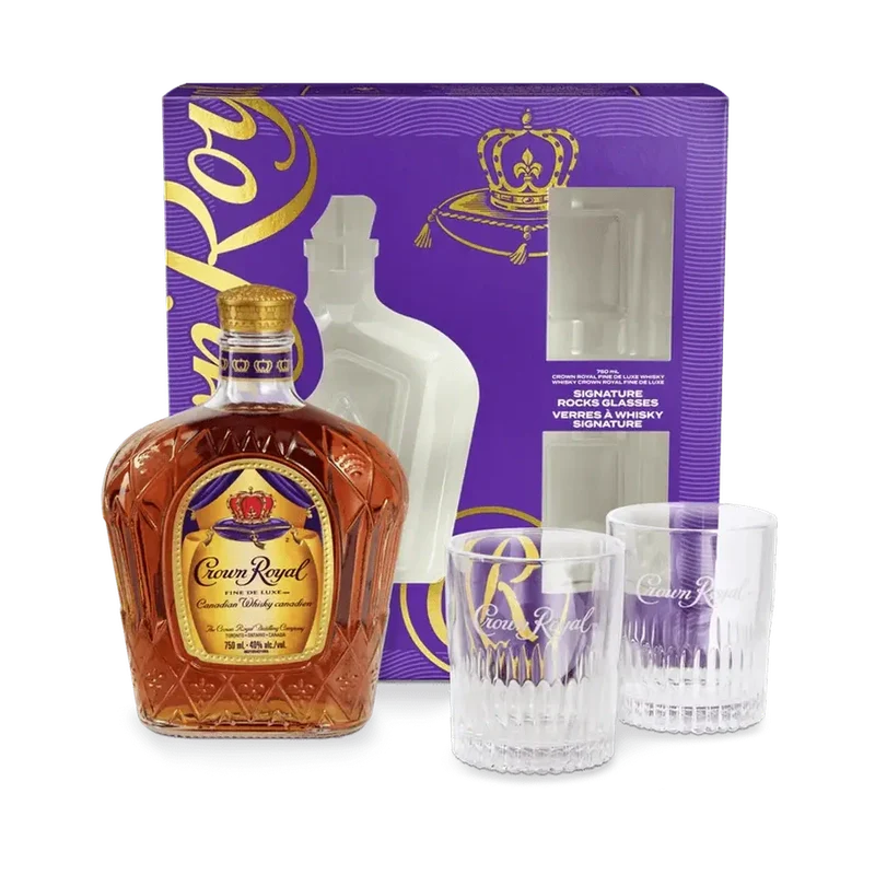 Crown Royal Canadian w/ Holiday Deluxe Rocks Glass Set - ForWhiskeyLovers.com