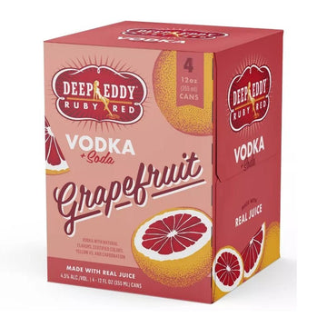 Deep Eddy Ruby Red Vodka + Soda Grapefruit 4-Pack - ForWhiskeyLovers.com