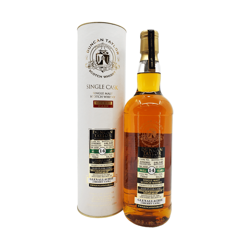 Duncan Taylor 14 Year Old Glenallachie 2008 Sherry Cask Single Malt Scotch Whisky - ForWhiskeyLovers.com