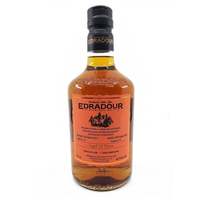 Edradour 10 Year Old Burgundy Cask Matured Single Malt Scotch Whisky - ForWhiskeyLovers.com