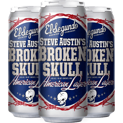 El Segundo Brewing Co. Steve Austin's Broken Skull American Lager Beer 4-Pack - ForWhiskeyLovers.com
