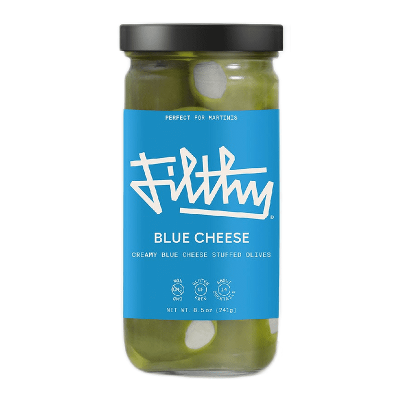 Filthy Blue Cheese Olives Cocktail Garnish 8.5oz - ForWhiskeyLovers.com