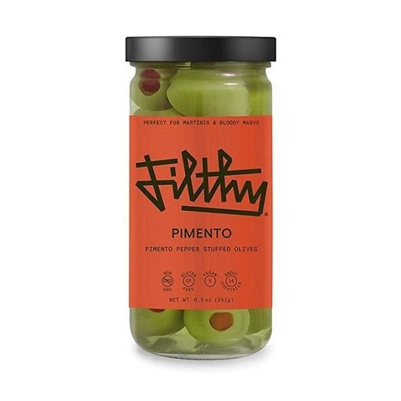 Filthy Food Pimento Pepper Stuffed Olives Cocktail Garnish 8.5oz - ForWhiskeyLovers.com