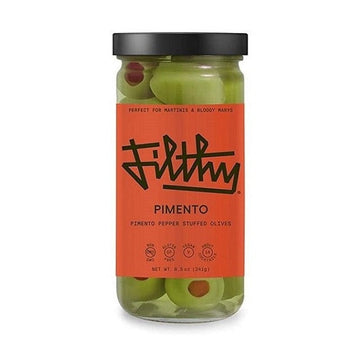 Filthy Food Pimento Pepper Stuffed Olives Cocktail Garnish 8.5oz - ForWhiskeyLovers.com