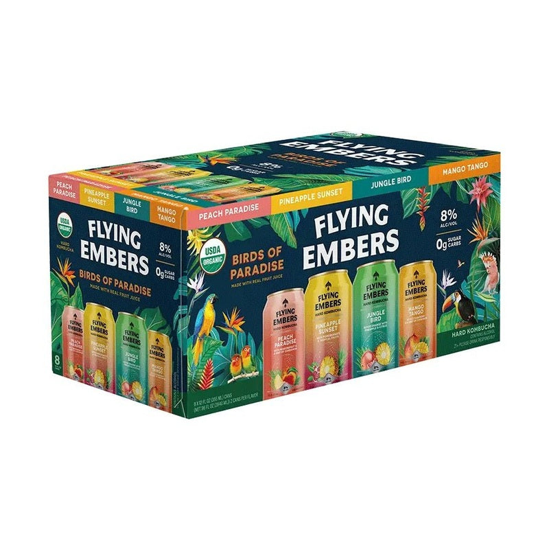 Flying Embers 'Birds of Paradise' Hard Kombucha Variety 8-Pack - ForWhiskeyLovers.com