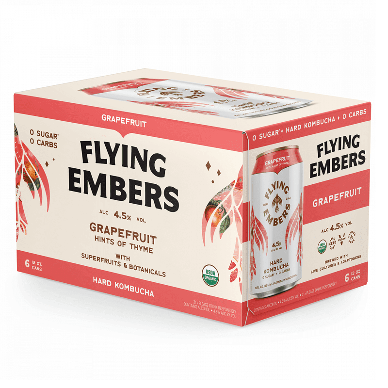 Flying Embers Grapefruit Thyme Hard Kombucha 6-Pack - ForWhiskeyLovers.com