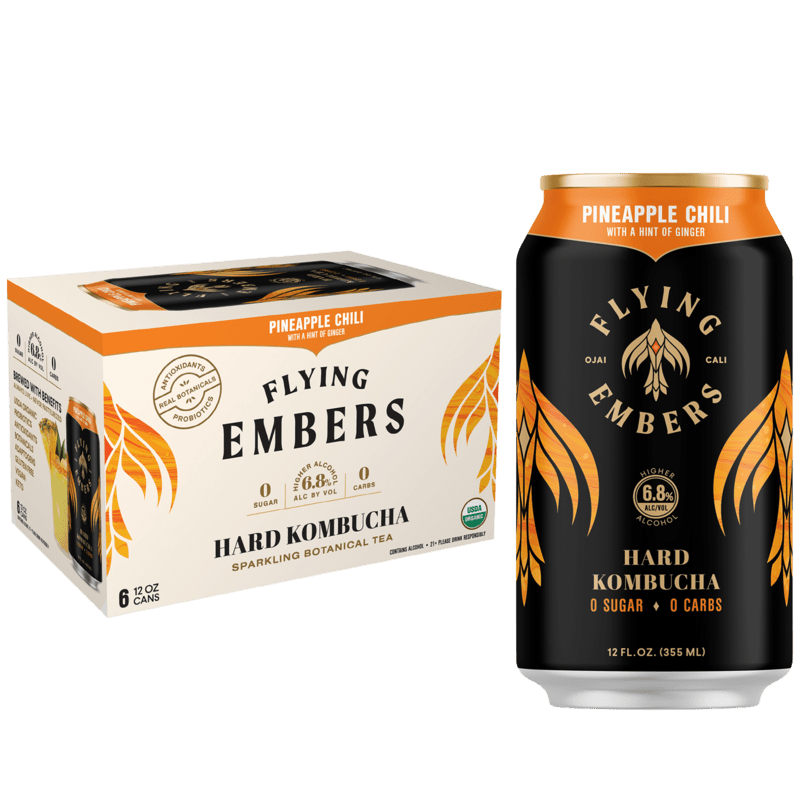 Flying Embers Pineapple Chili Hard Kombucha 6-Pack - ForWhiskeyLovers.com