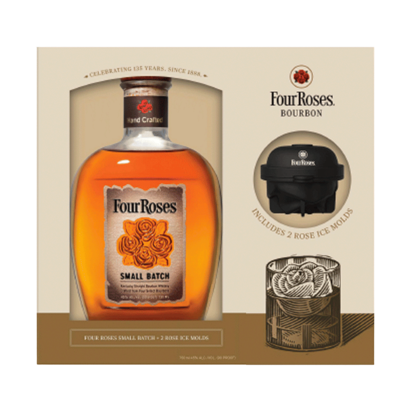 Four Roses Small Batch with 2 Rose Ice Molds Gift Set - ForWhiskeyLovers.com