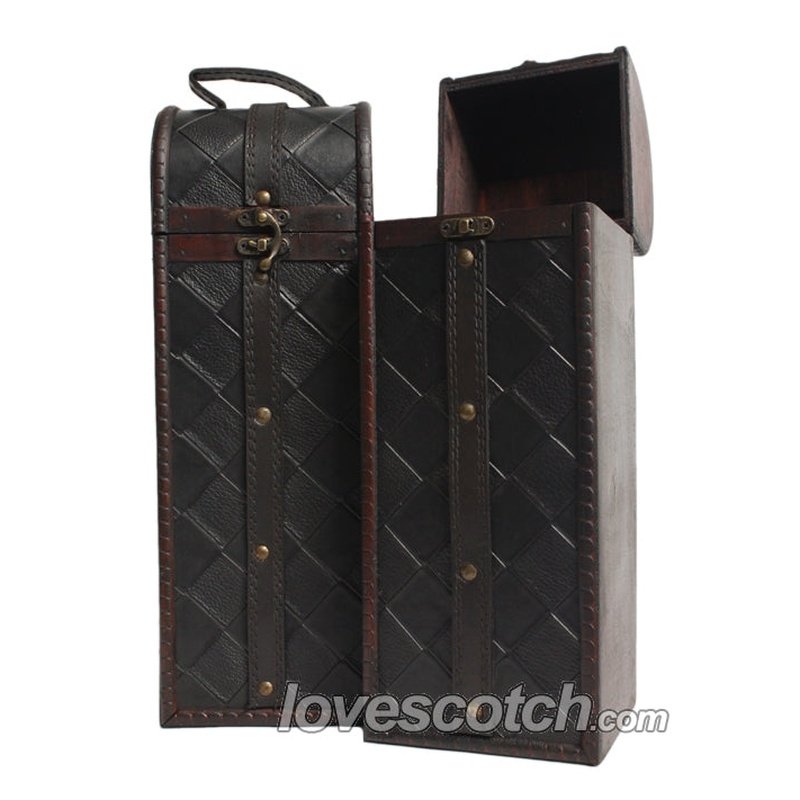 Gift Box - Wooden Black Diamond Leather Belted - ForWhiskeyLovers.com