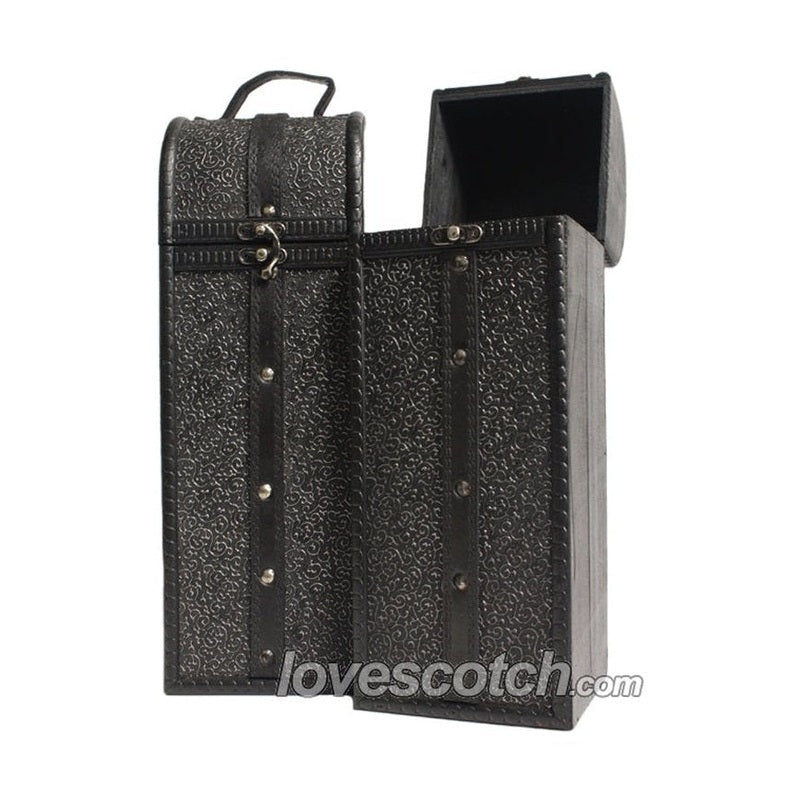 Gift Box - Wooden Black Elegance Leather Belted - ForWhiskeyLovers.com