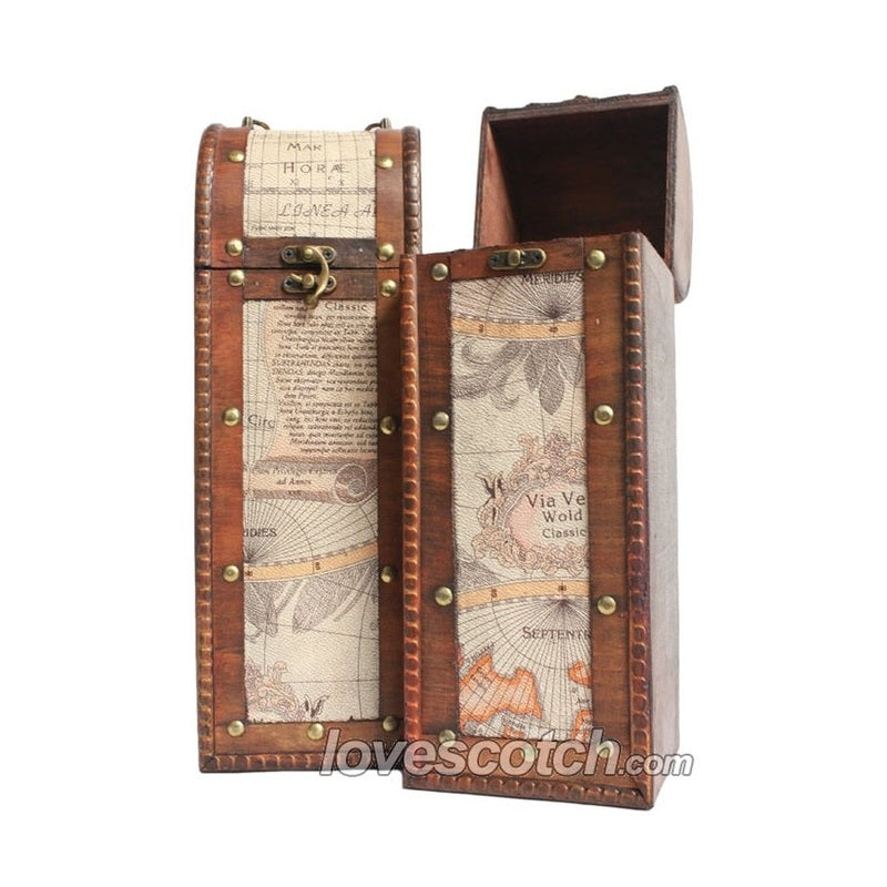 Gift Box - Wooden World Map Leather Belted - ForWhiskeyLovers.com