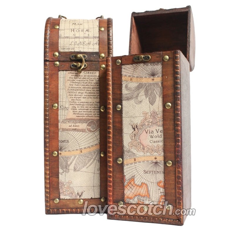 Gift Box - Wooden World Map Leather Belted - ForWhiskeyLovers.com