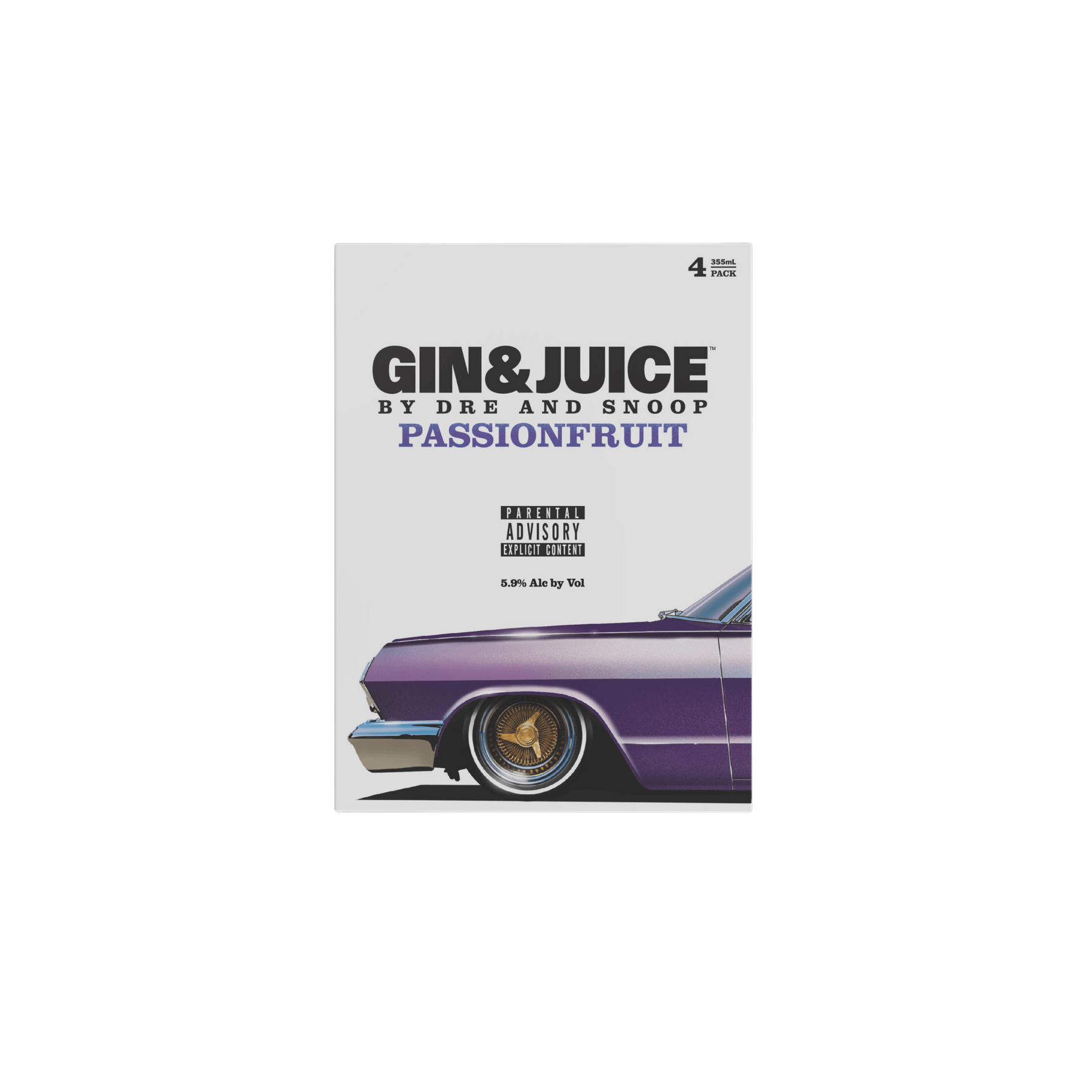 Gin & Juice by Dre and Snoop Passionfruit 4-Pack 355ml Cans - ForWhiskeyLovers.com
