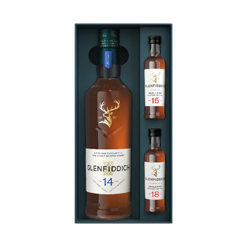 Glenfiddich 14 Year Single Malt Limited Edition Gift Set With 15 & 18 Year 50ml - ForWhiskeyLovers.com