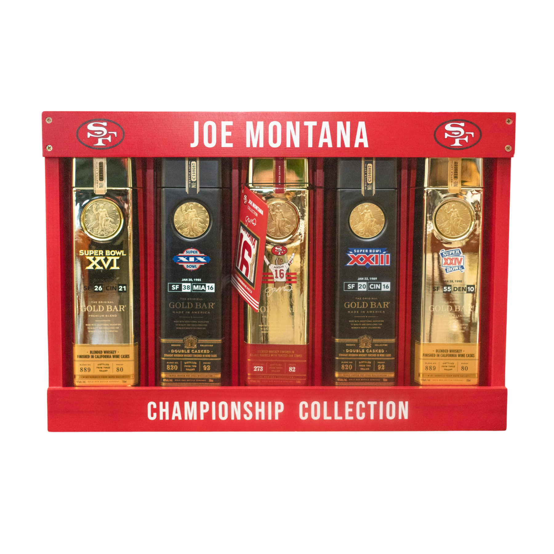 Gold Bar Whiskey Joe Montana Championship Box Set 5 x 750ml - ForWhiskeyLovers.com