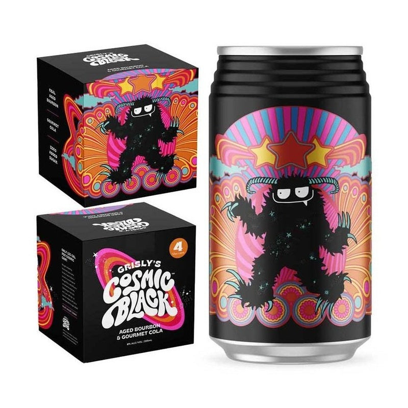 Grisly's Cosmic Black Aged Bourbon & Gourmet Cola 4-Pack - ForWhiskeyLovers.com